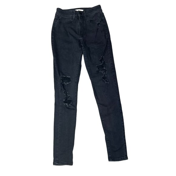 (5 for $25) SO Super High Rise Jegging in Blackβ Destructed Size 1/25 - Picture 2 of 3